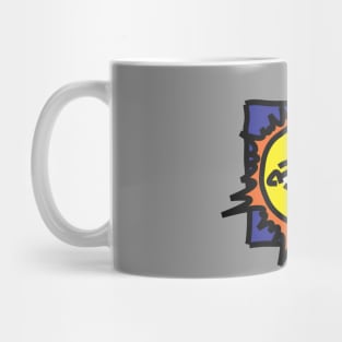 The Big Eye Logo, watching over the dancers, simple illustration for a fun moment. Mug